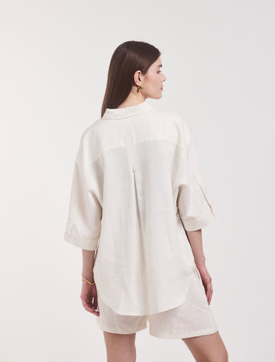Lindsay Linen Shirt In Off White