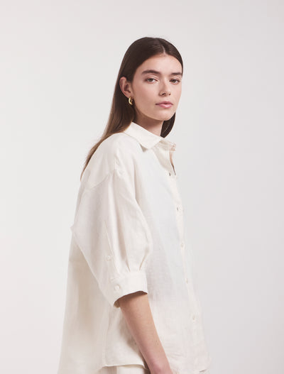 Lindsay Linen Shirt In Off White
