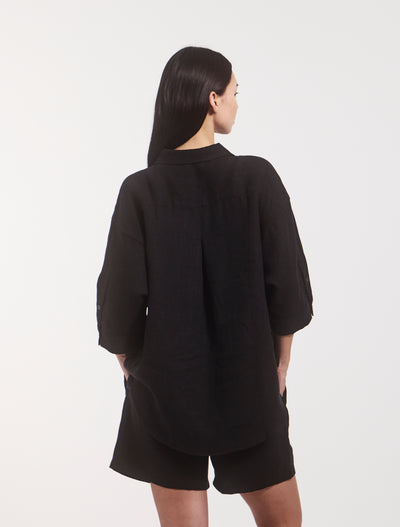 Lindsay Linen Shirt In Black
