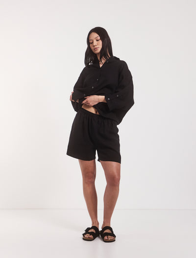 Louella Linen Shorts In Black