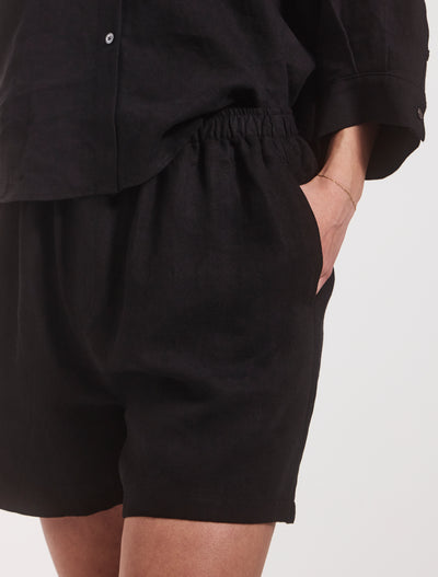 Louella Linen Shorts In Black
