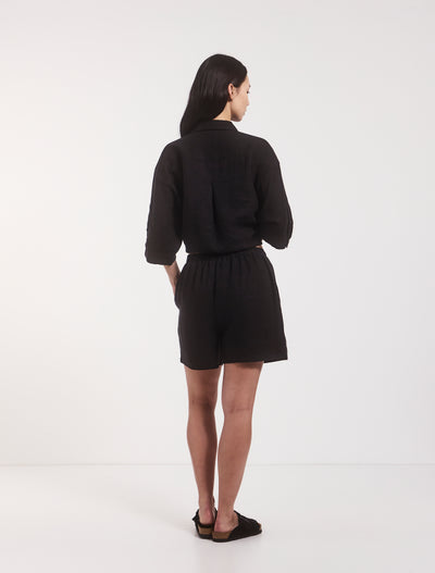 Louella Linen Shorts In Black
