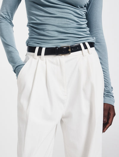 Organic Cotton Denim Trousers in Off White