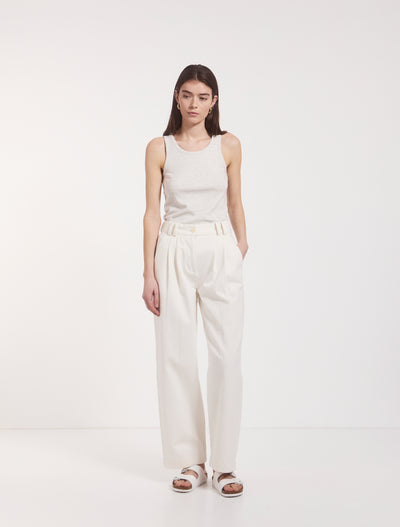 Organic Cotton Denim Trousers in Off White