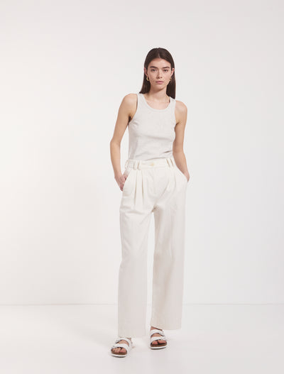 Organic Cotton Denim Trousers in Off White