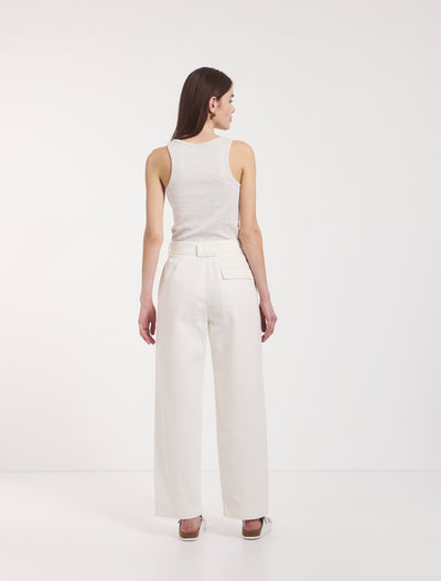 Organic Cotton Denim Trousers in Off White