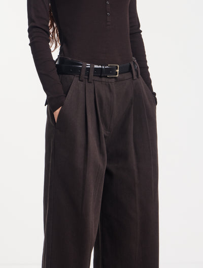 Organic Cotton Denim Trousers in Bitter Chocolate