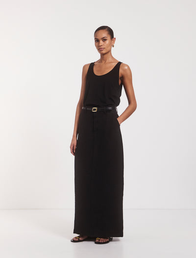 Tabby Linen Skirt in Black