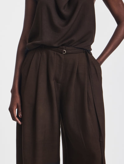 Evie Wide Leg Trouser in Bitter Chocolate