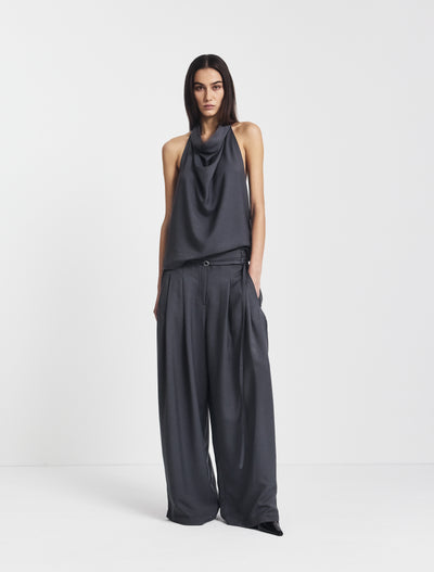 Evie Wide Leg Trouser in Magnet