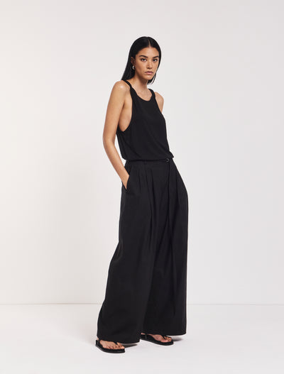 Evie Wide Leg Trouser in Black