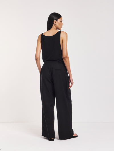Evie Wide Leg Trouser in Black