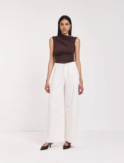 Sofia Barrel Leg Jean in Chalk