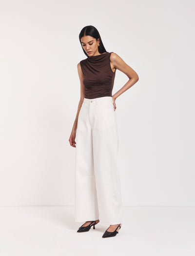 Sofia Barrel Leg Jean in Chalk