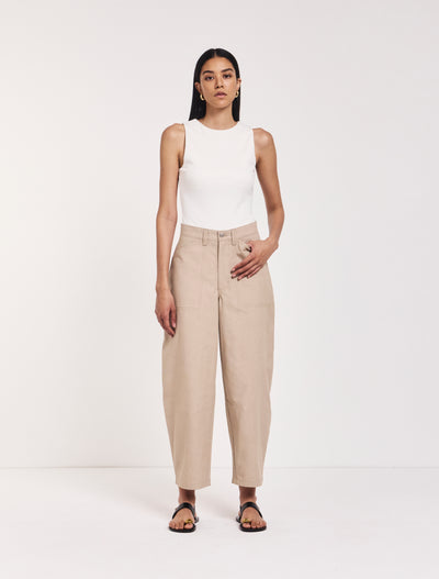 Mila Barrel Leg Cargo in Taupe