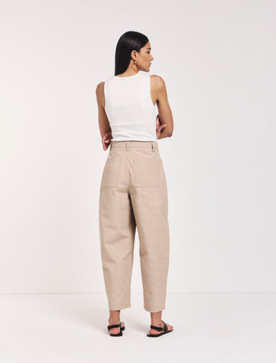 Mila Barrel Leg Cargo in Taupe