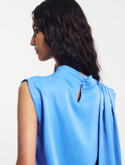 Arlo Drape Scarf Back Top in Cornflower
