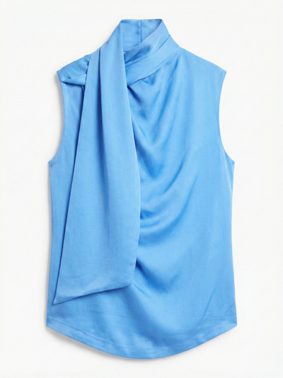 Arlo Drape Scarf Back Top in Cornflower