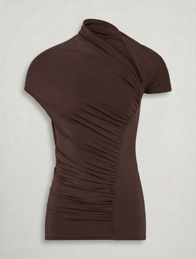 Scarab Micromodal Cut Out Top in Bitter Chocolate