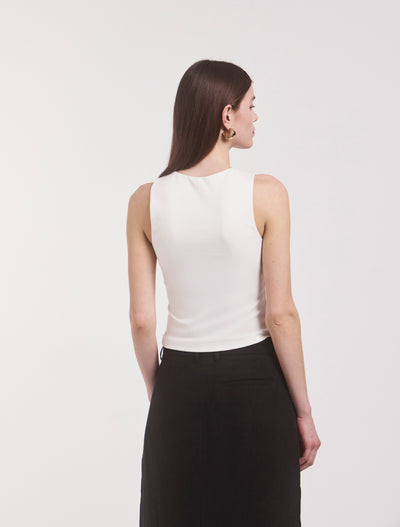Maya Cropped Tank in Chalk White