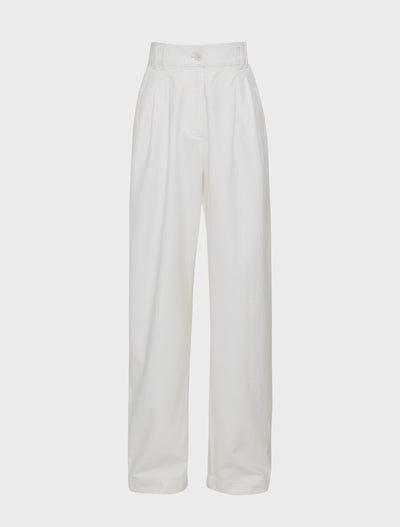 Apollo Cotton Linen Blend Loose Pant in Whisper White