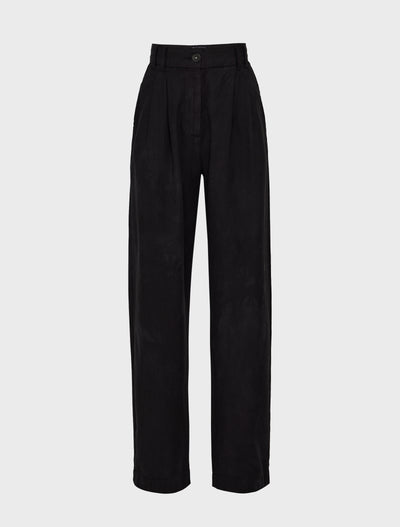 Apollo Cotton Linen Blend Loose Pant in Obsidian