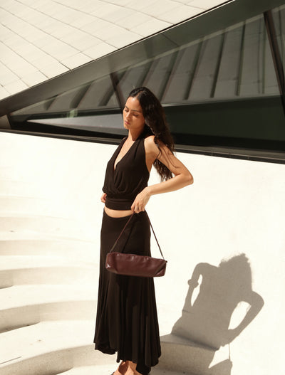 Lenny Wrap Front Halter In Black