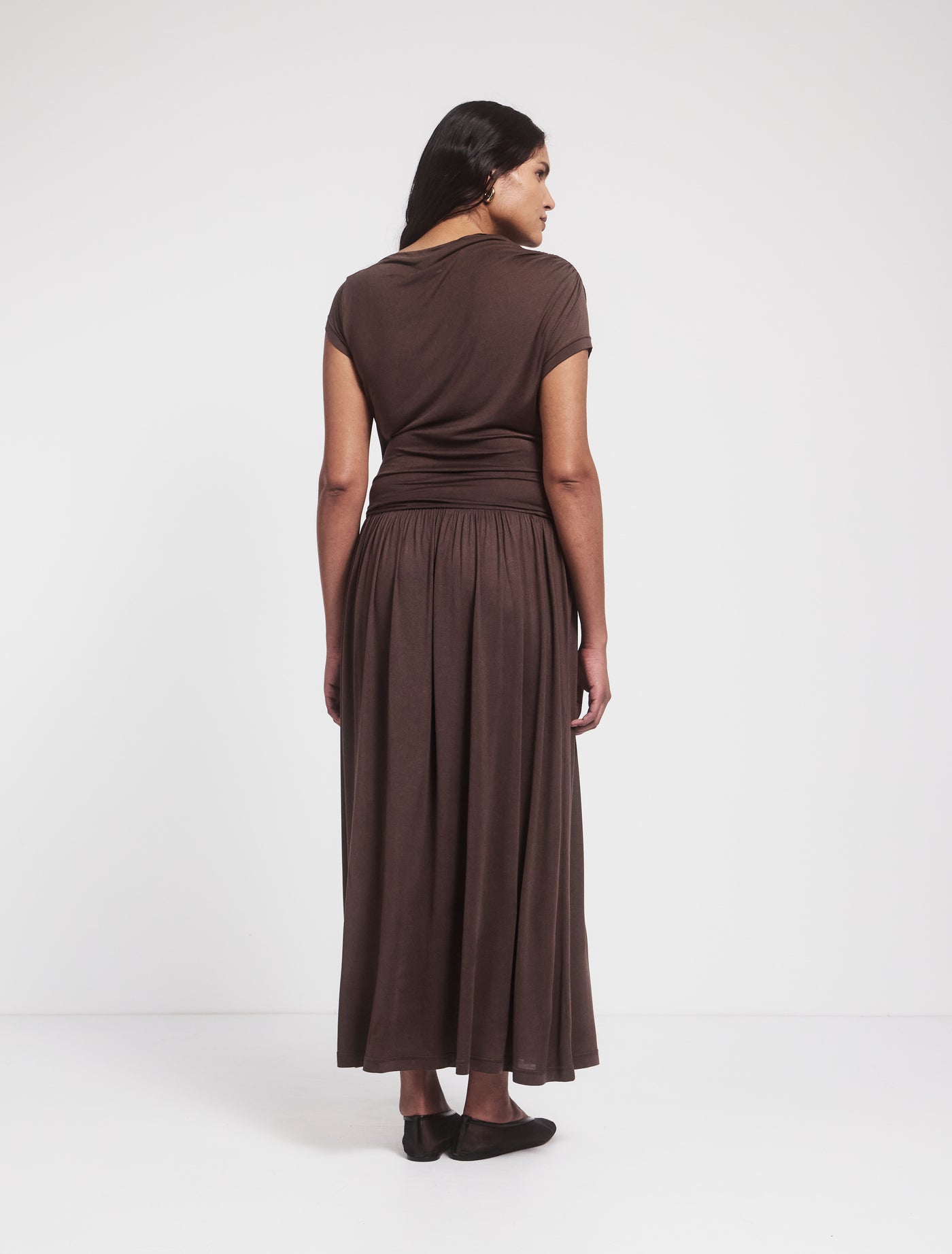 Priam Draped Dress in Bracken