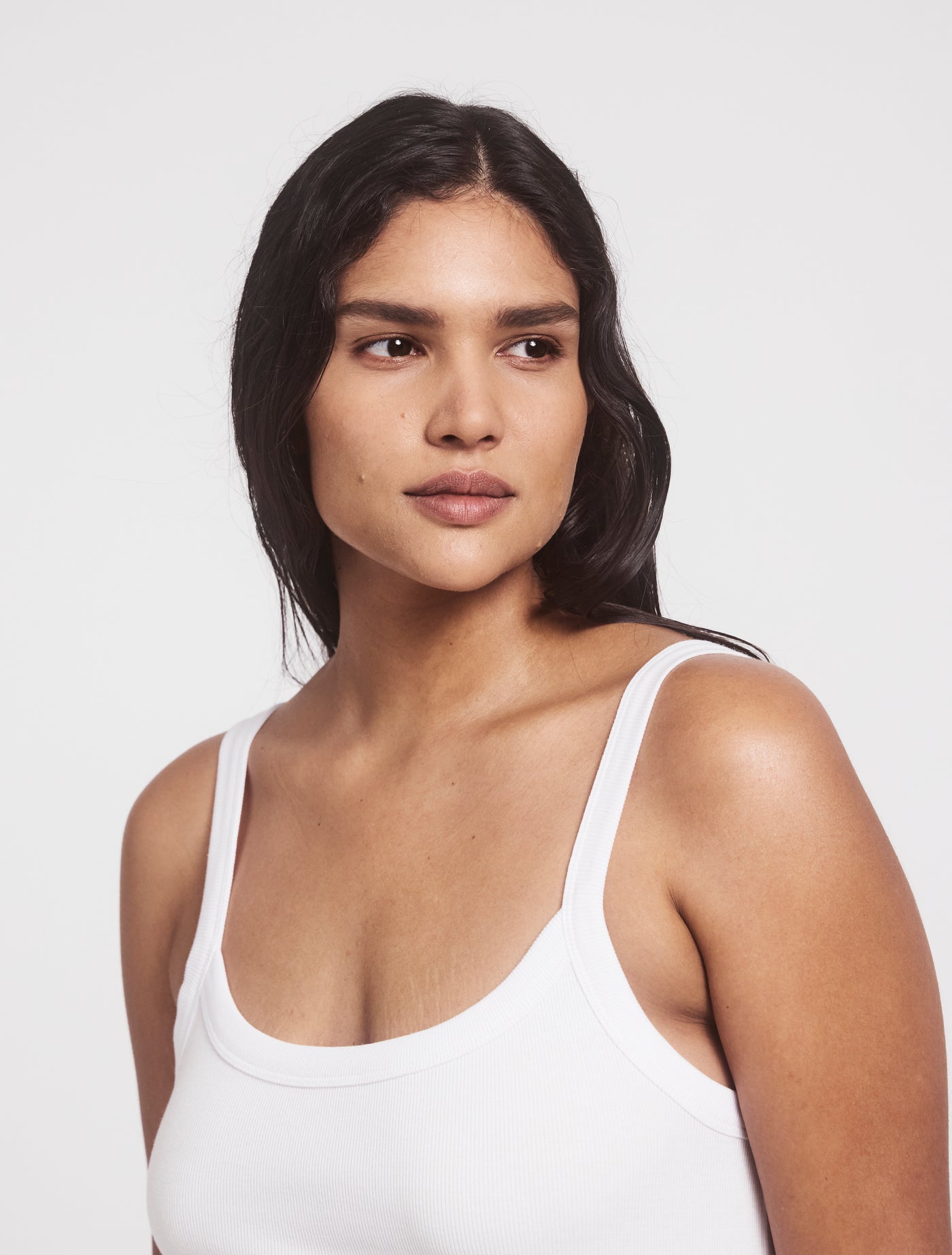 Ava Classic Rib Cami Top in White