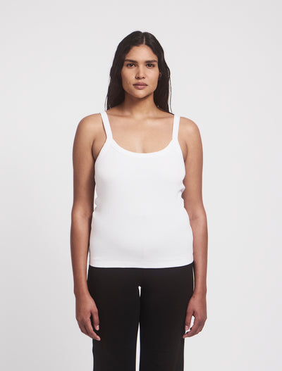 Ava Classic Rib Cami Top in White