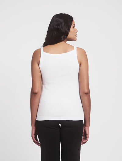 Ava Classic Rib Cami Top in White