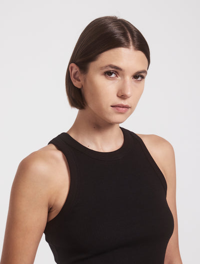 Bette Classic Rib Cropped Tank in Black