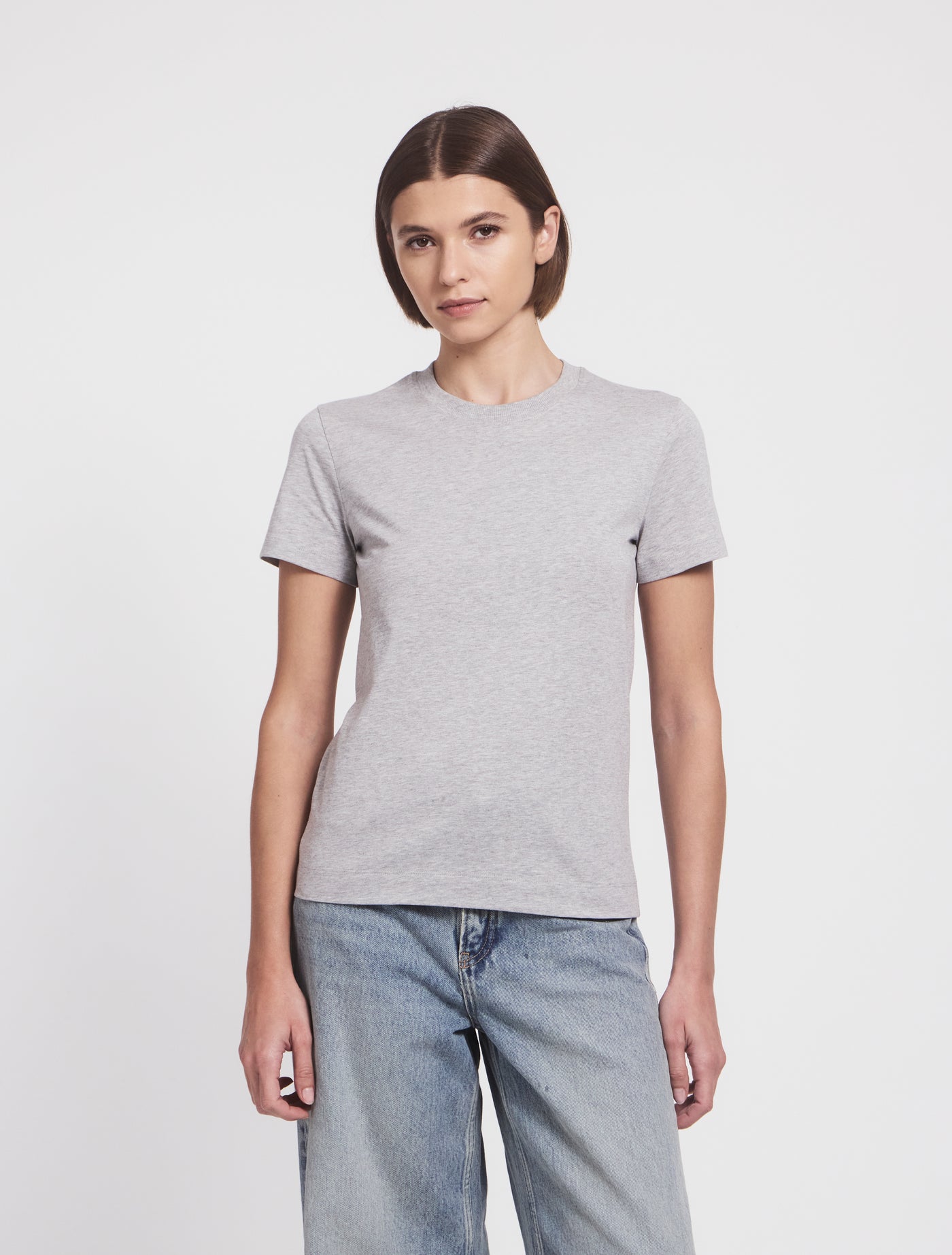 Drew Classic Cotton T-Shirtin Grey Marl