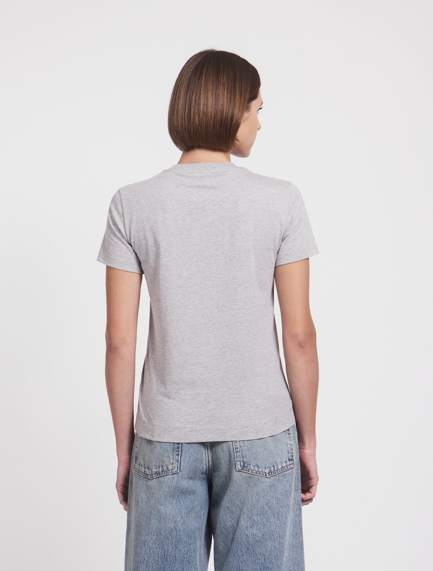 Drew Classic Cotton T-Shirtin Grey Marl