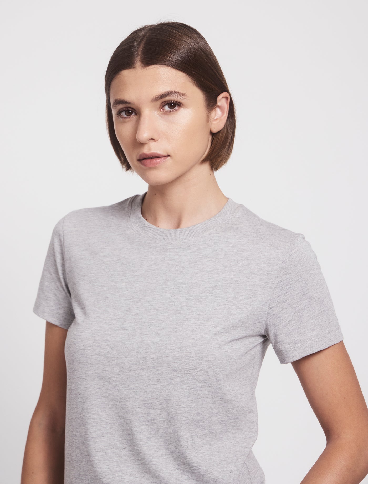 Drew Classic Cotton T-Shirtin Grey Marl