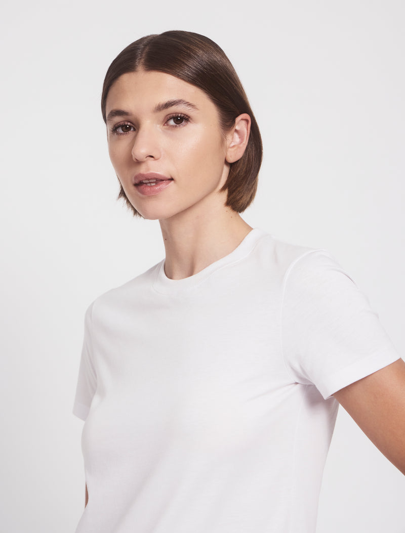 Lightweight Cotton fitted T-Shirt in White
