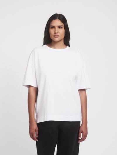 Lena Classic Cotton Oversize T-Shirt in White