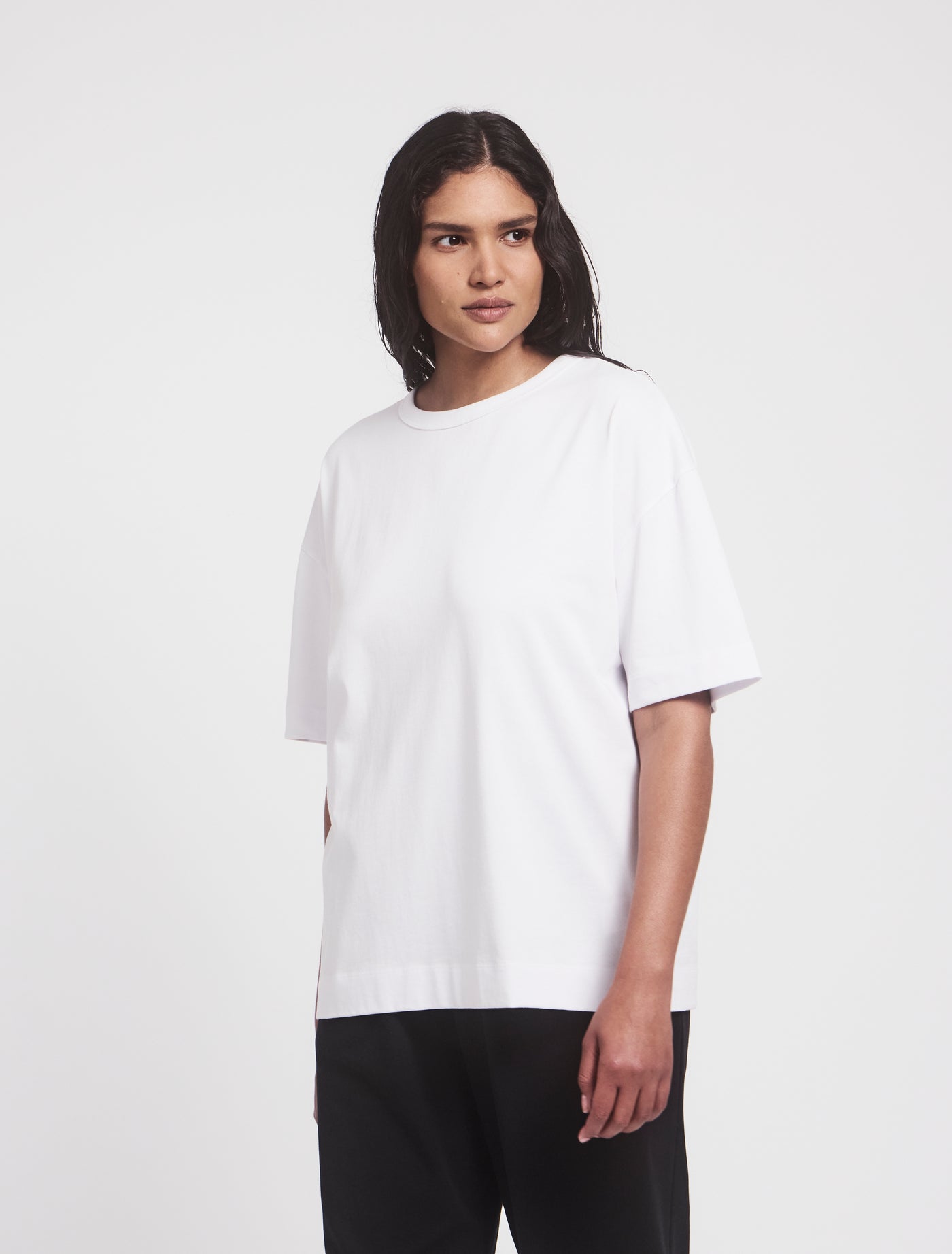 Lena Classic Cotton Oversize T-Shirt in White