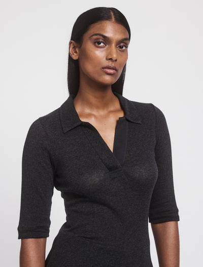 Tadeo Top in Charcoal Grey Melange, close-up front