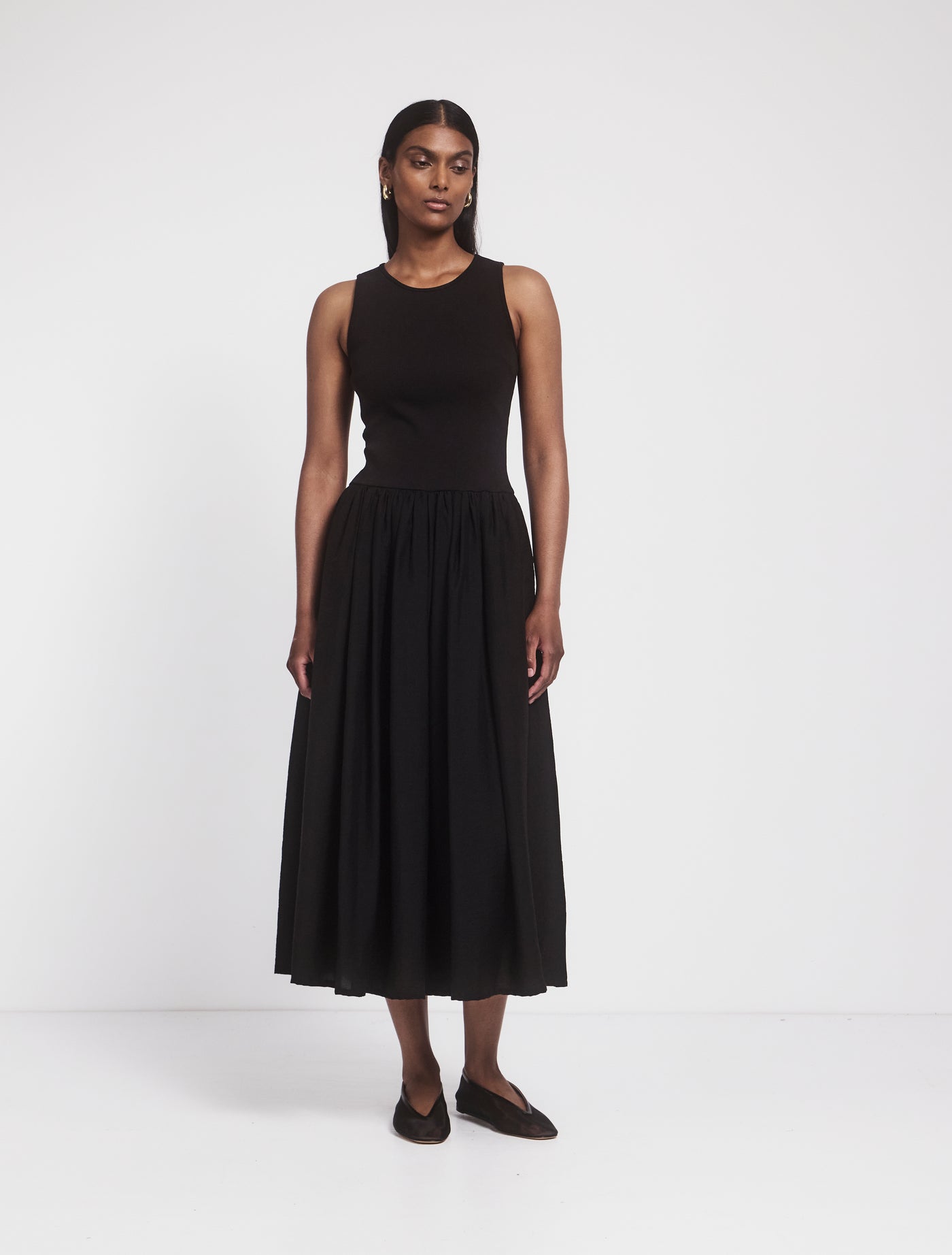 Sika Dress in Black, front view on model