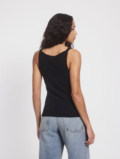 Ava Classic Rib Cami Top in Black