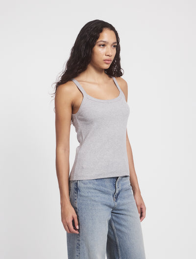 Ava Classic Rib Cami Top in Grey Marl