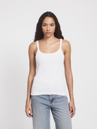 Ava Classic Rib Cami Top in White