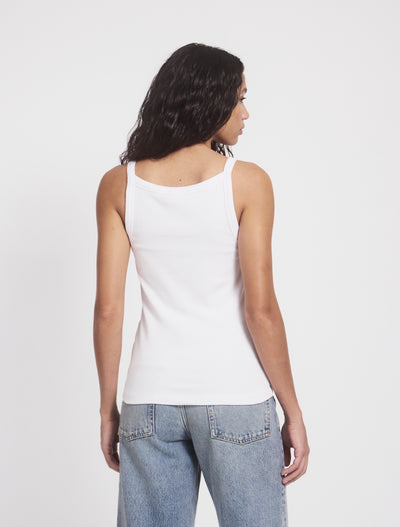 Ava Classic Rib Cami Top in White