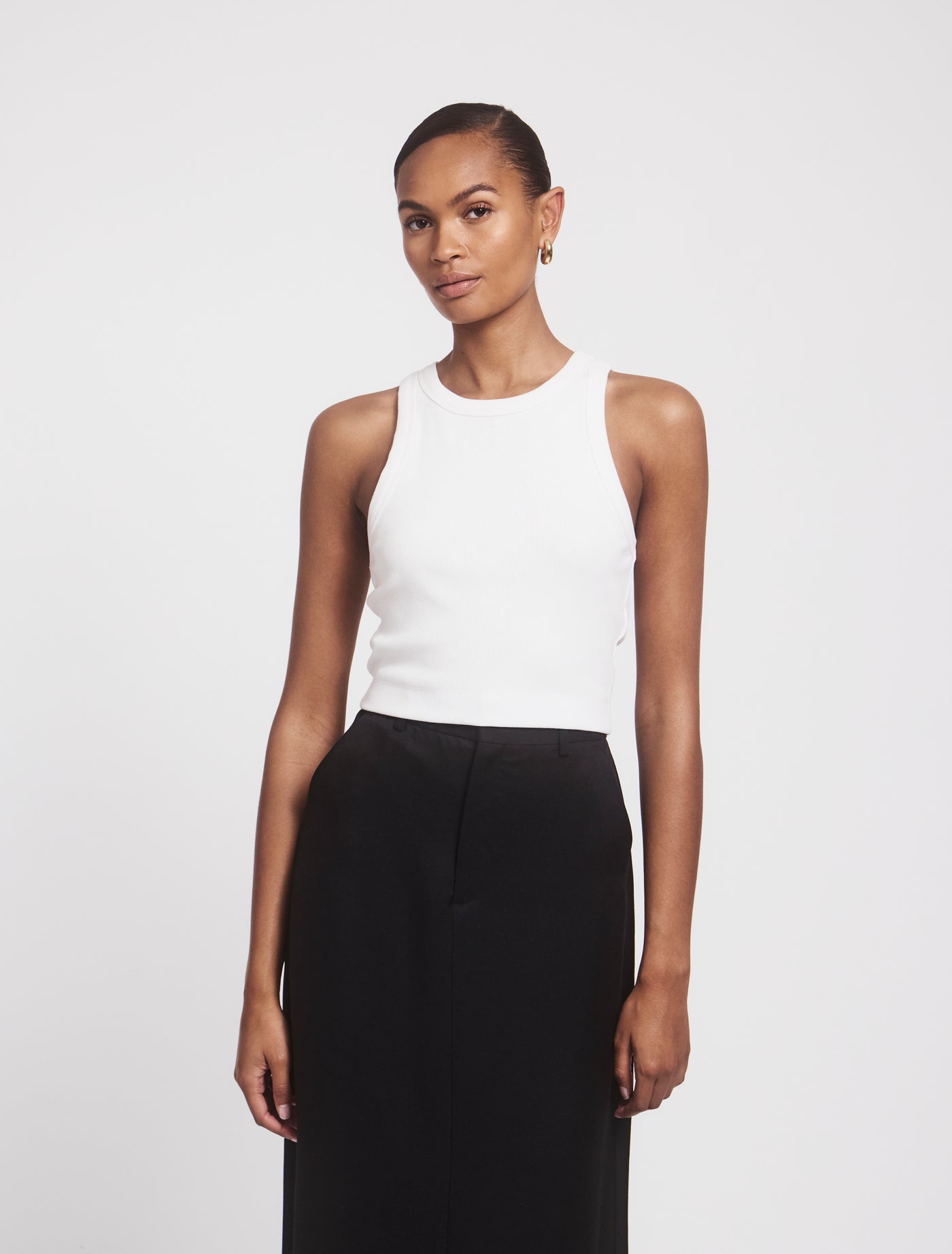 Bette Classic Rib Cropped Tank in White