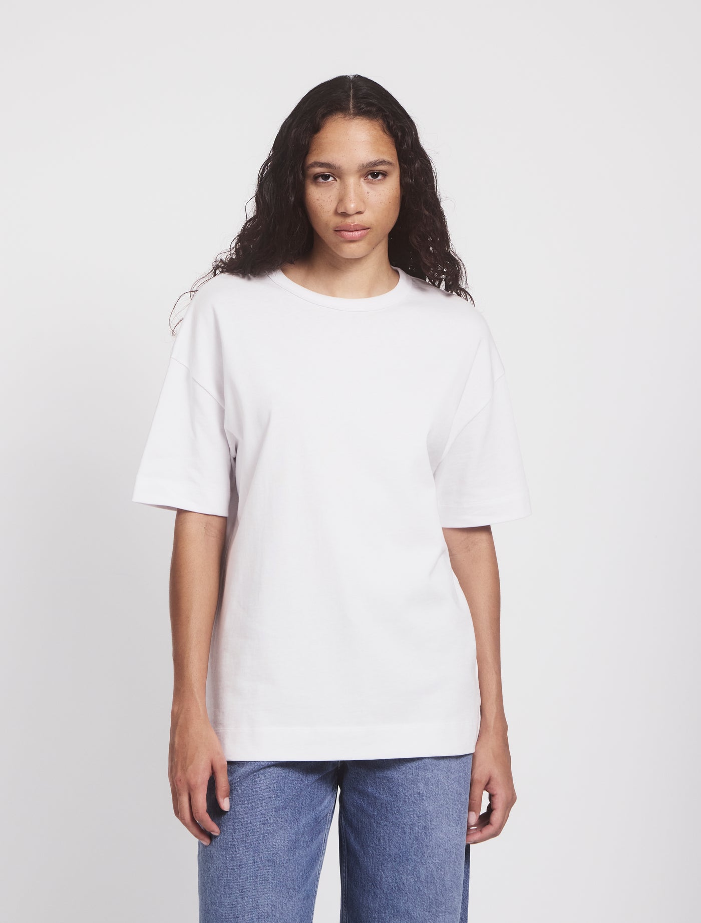 Lena Classic Cotton Oversize T-Shirt in White