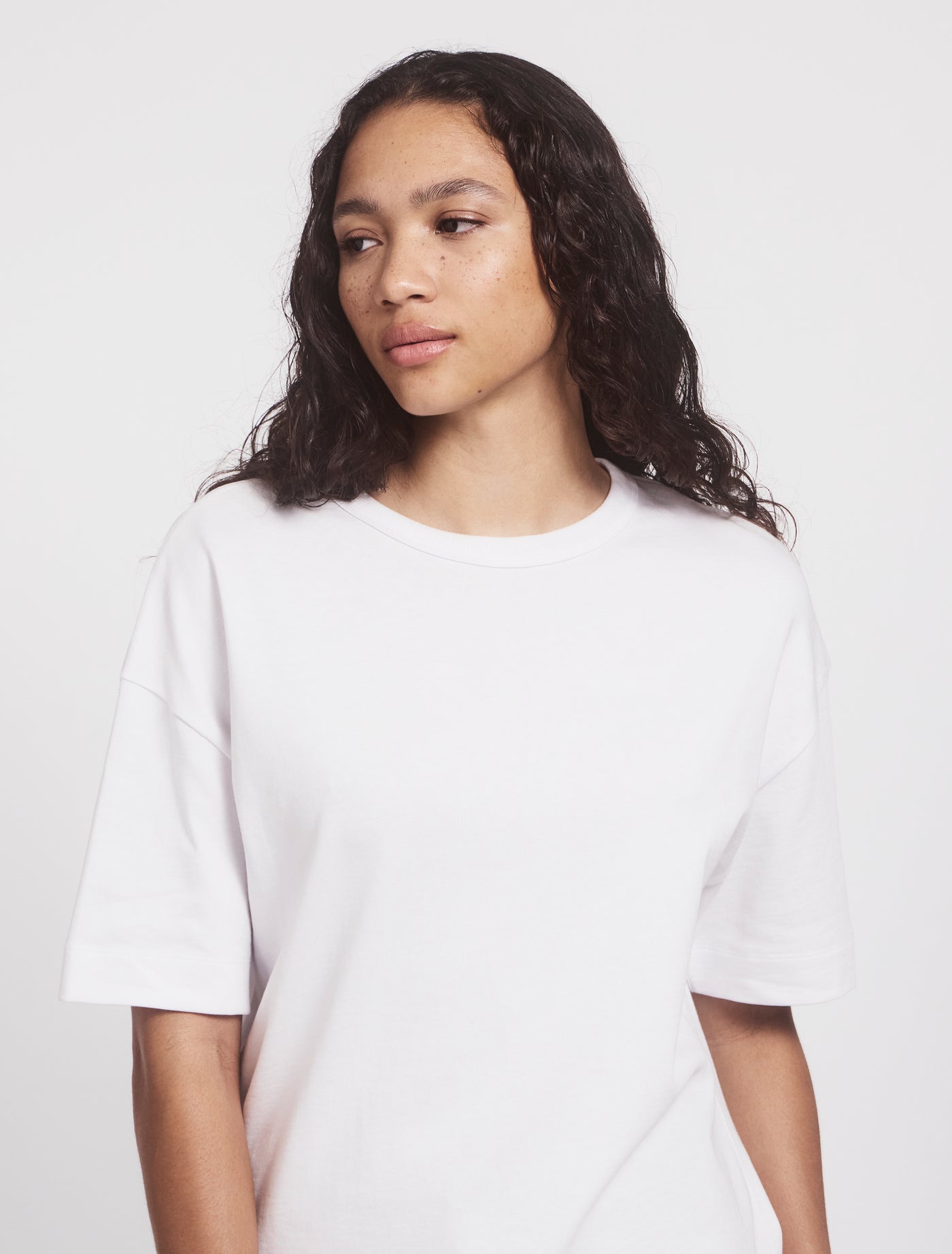 Lena Classic Cotton Oversize T-Shirt in White