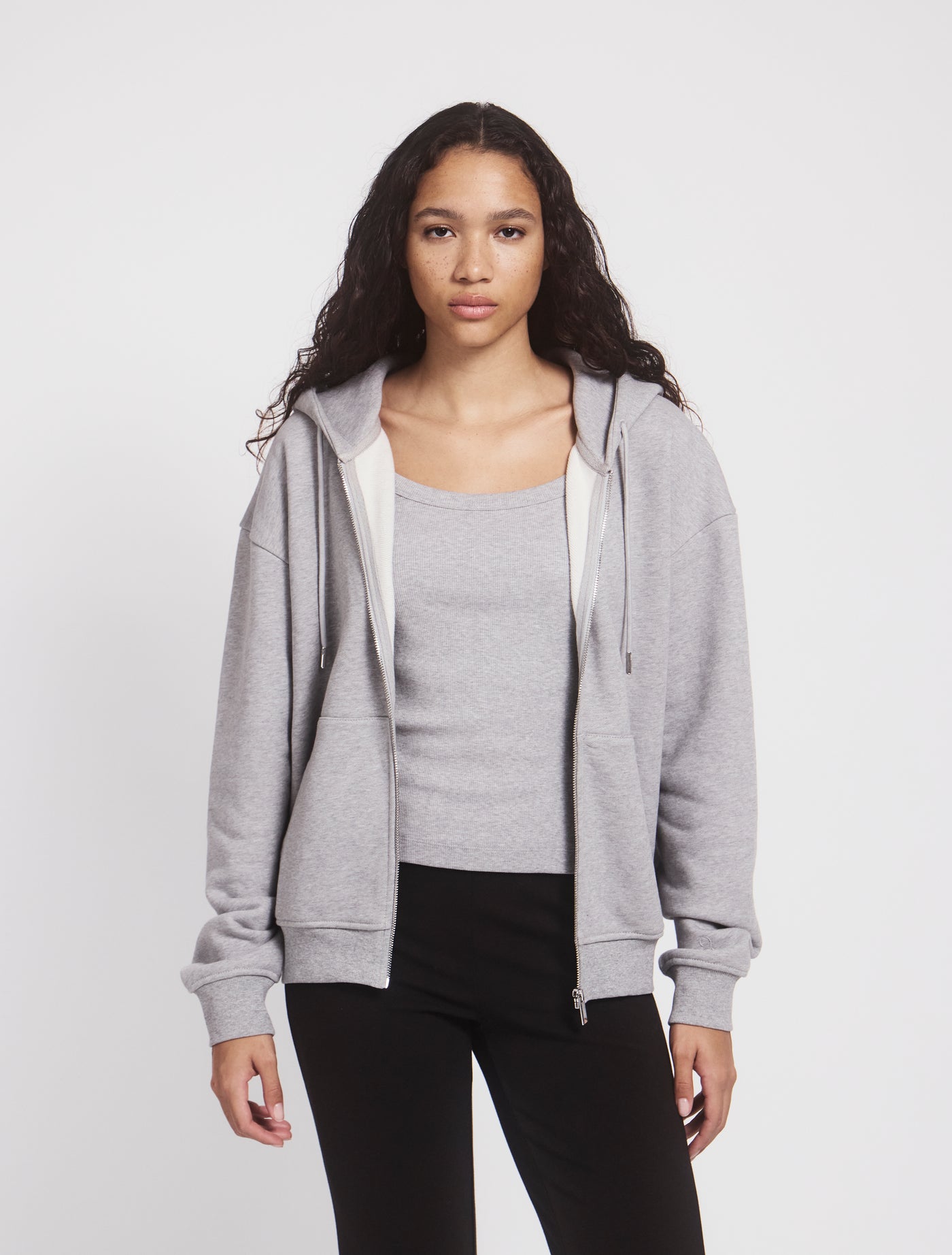 Signature Zip Hoodie in Grey Marl