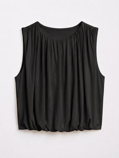 Koa Puff Ball Hem Top In Black