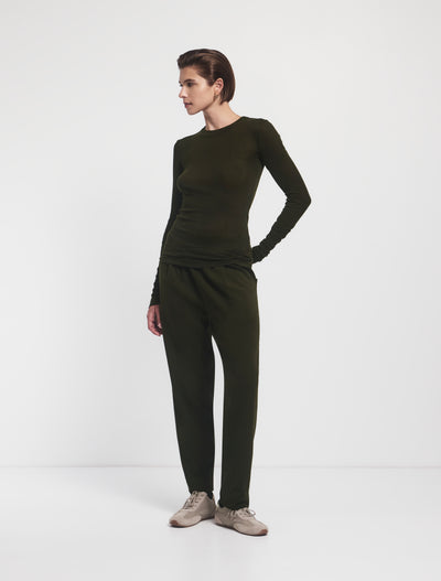 Flax Trousers In Dark Olive